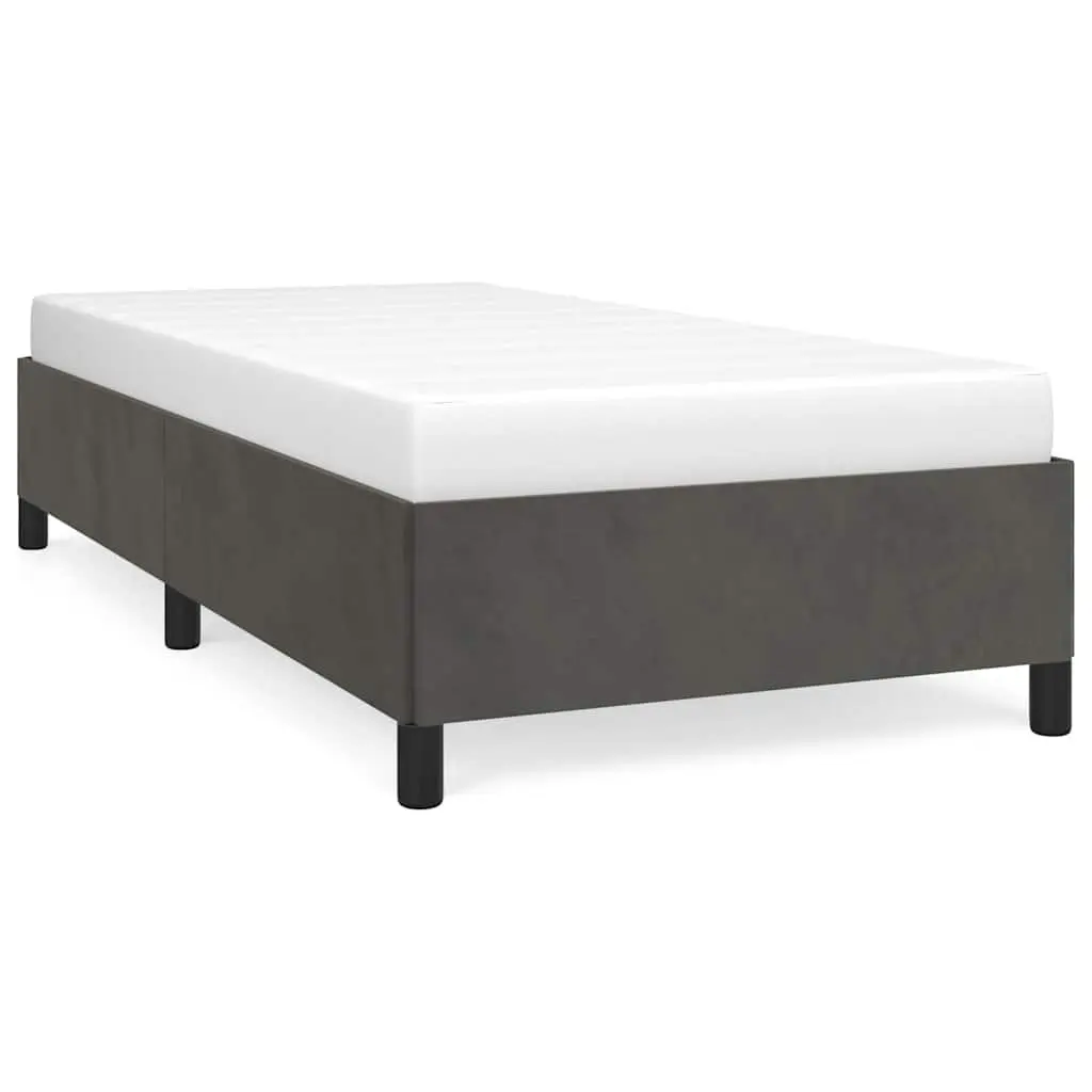 Grey Velvet King Single Bed Frame with Support Legs