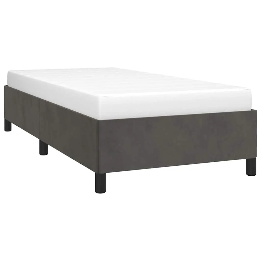 Grey Velvet King Single Bed Frame with Support Legs