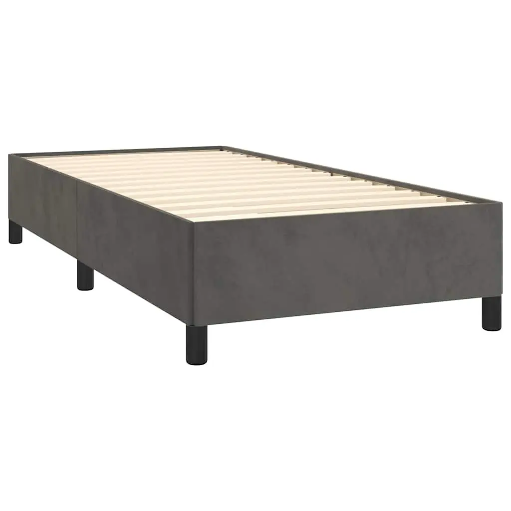 Grey Velvet King Single Bed Frame with Support Legs