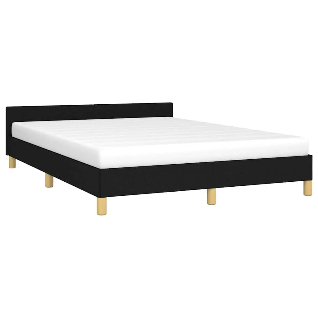 Queen Bed Frame with Black Fabric Headboard