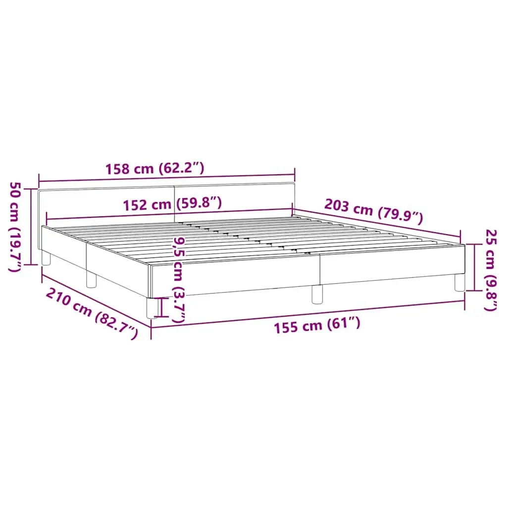 Queen Bed Frame with Black Fabric Headboard