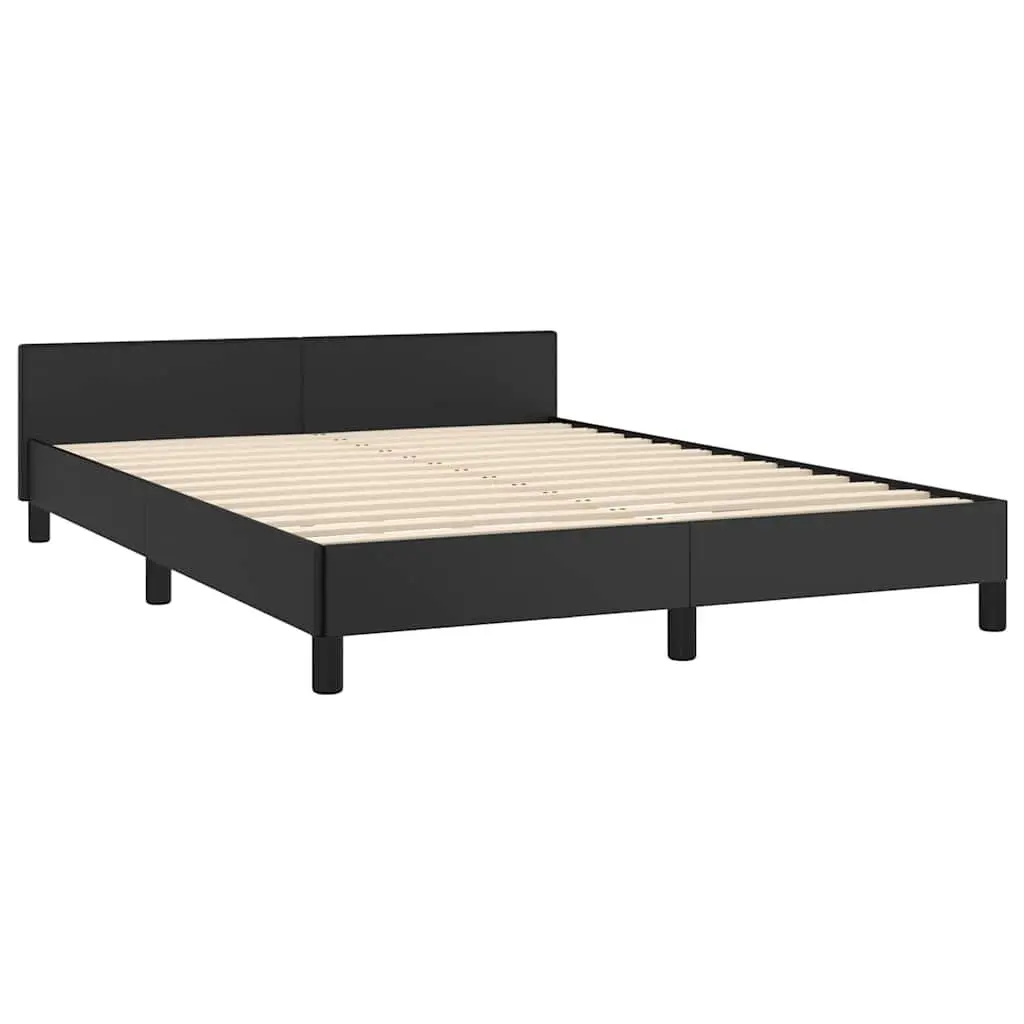 Black Faux Leather Double Bed Frame with Headboard