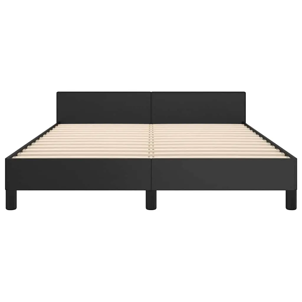 Black Faux Leather Double Bed Frame with Headboard