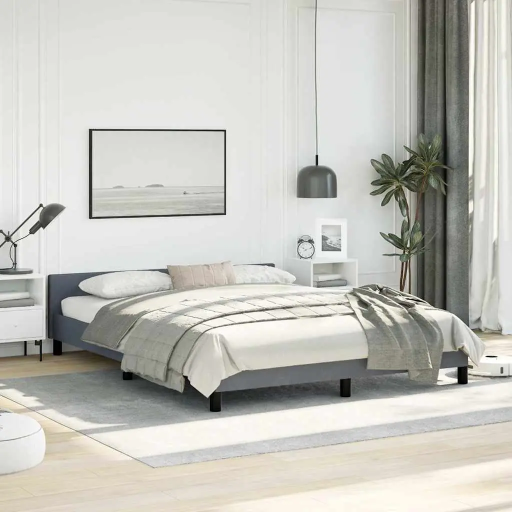 Queen Bed Frame Grey Velvet Upholstered Size