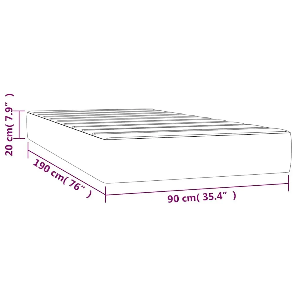 Pocket Spring Bed Mattress Fabric 90x190x20cm Black