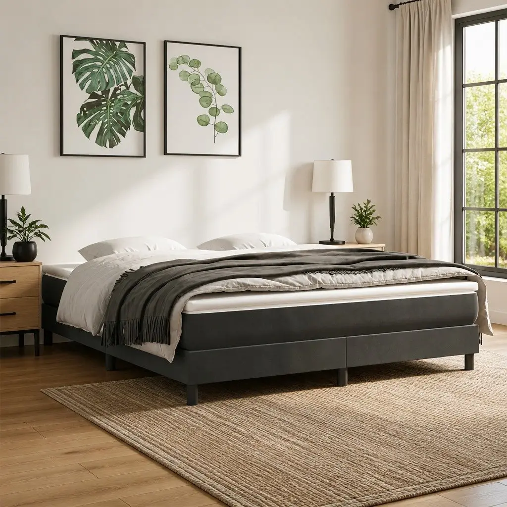 Queen Pocket Spring Bed Mattress in Grey Velvet