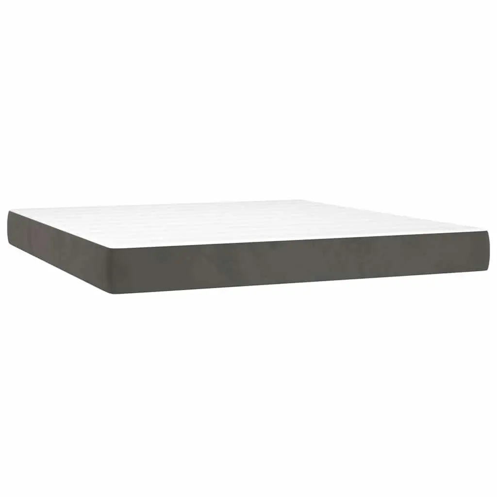 Queen Pocket Spring Bed Mattress in Grey Velvet