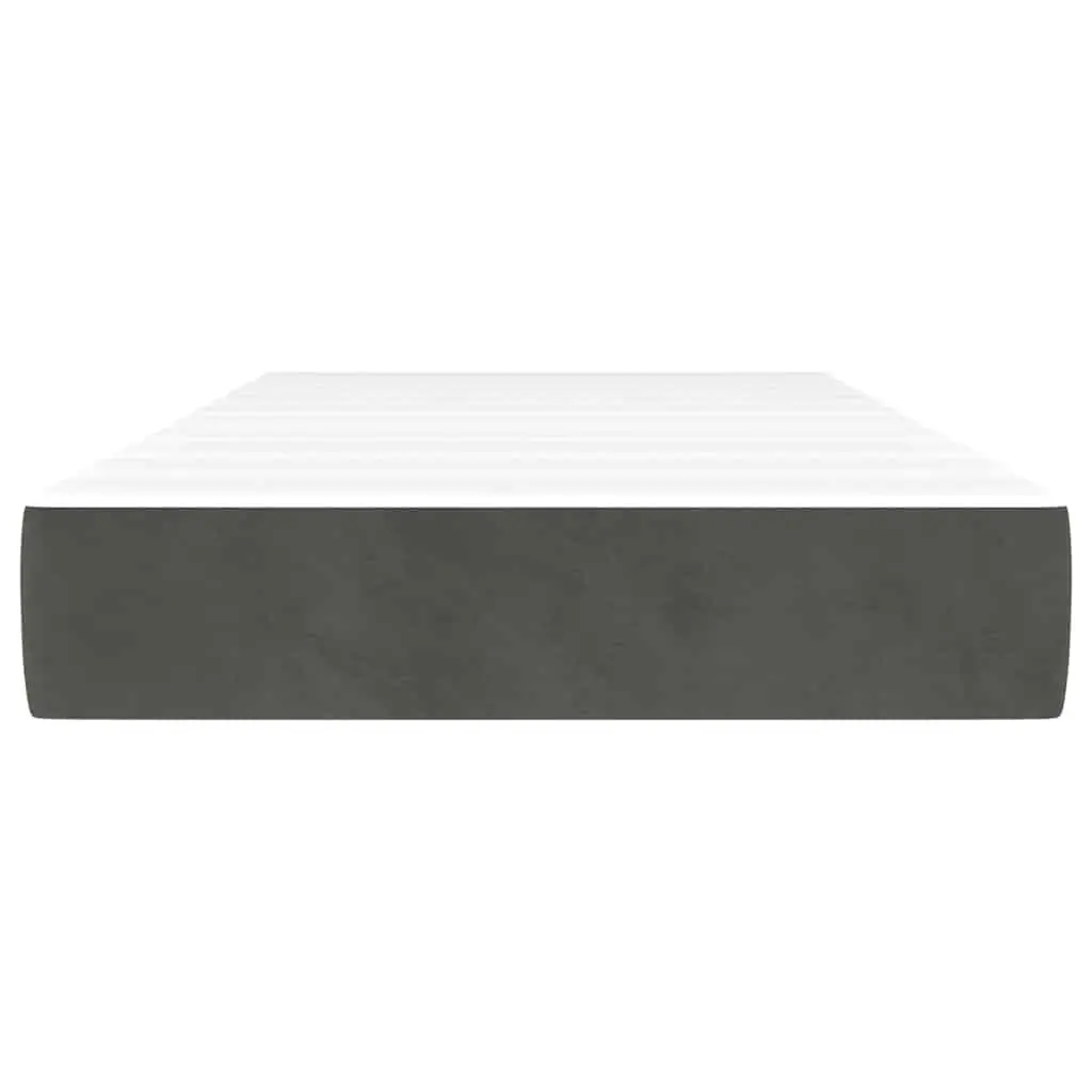 Pocket Spring Bed Mattress Velvet Super Single Dark Grey Medium-Firm Support