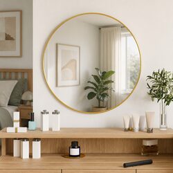 Gold Round Wall Mirror with Durable PVC Frame 50 cm