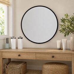30cm Round Black Wall Mirror with Glass Frame