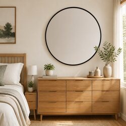 Stylish Round Wall Mirror Black Ø 40 cm with Durable Frame