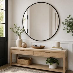 Black Round Wall Mirror 50 cm for Chic Decor