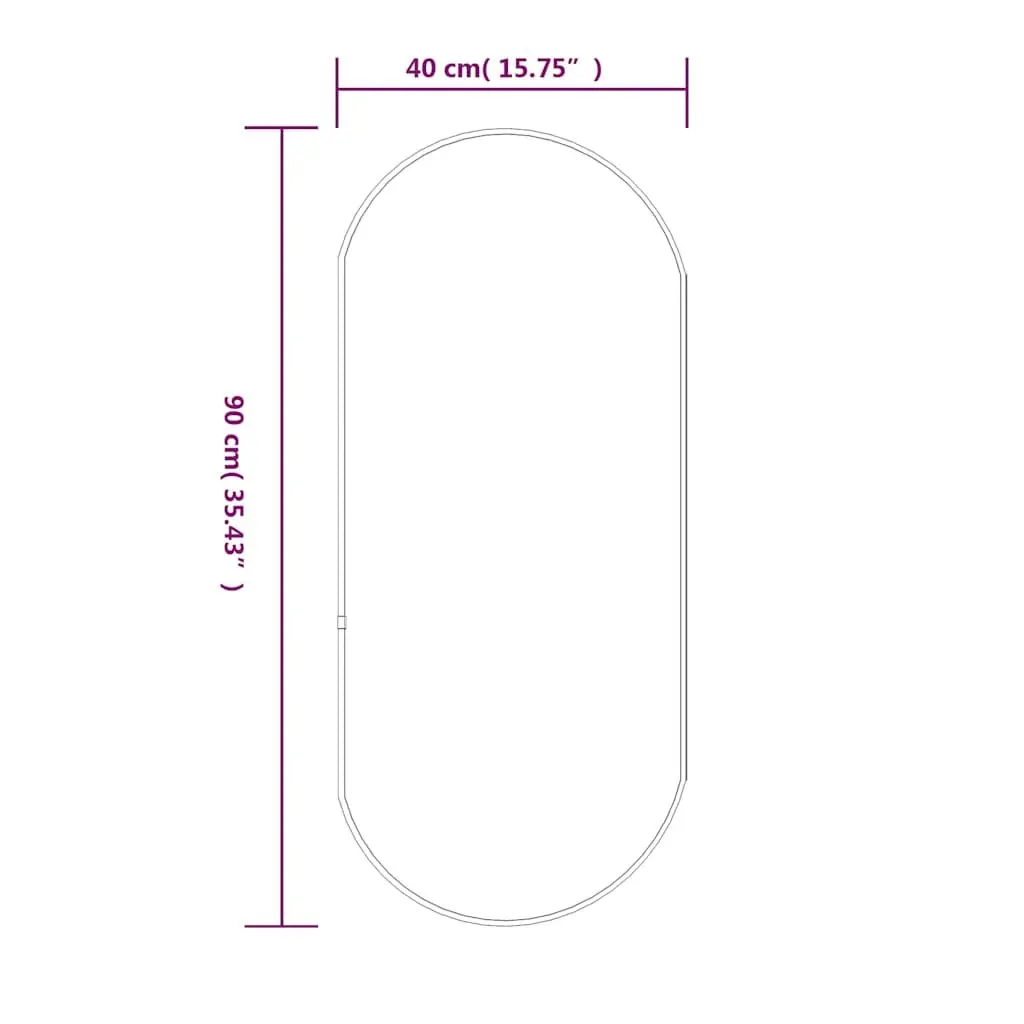 Black Oval Wall Mirror 90x40 cm for Home Use