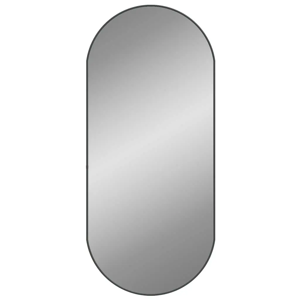 Oval Wall Mirror Glass 100x45 cm Black PVC Frame