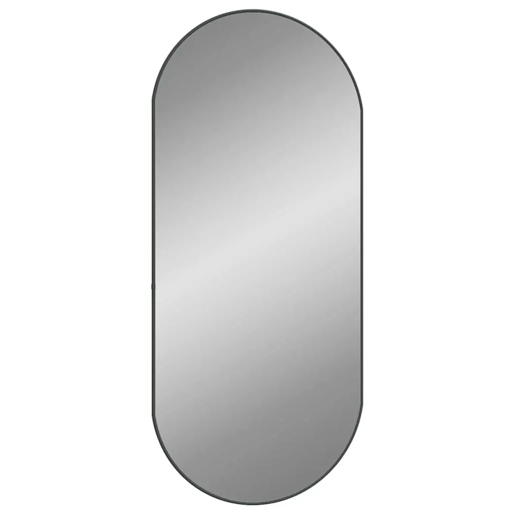 Oval Wall Mirror Glass 100x45 cm Black PVC Frame