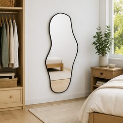 Black Wall Mirror 90x40 cm Glass PVC Frame Vanity Bedroom Bathroom Home Decor