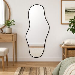 Black Minimalist Wall Mirror 100x45 cm for Modern Decor