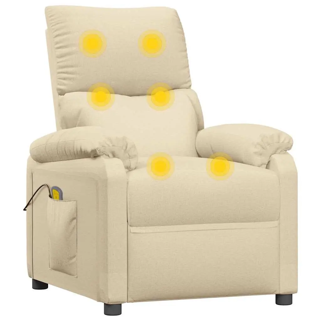 Cream Fabric Electric Massage Chair