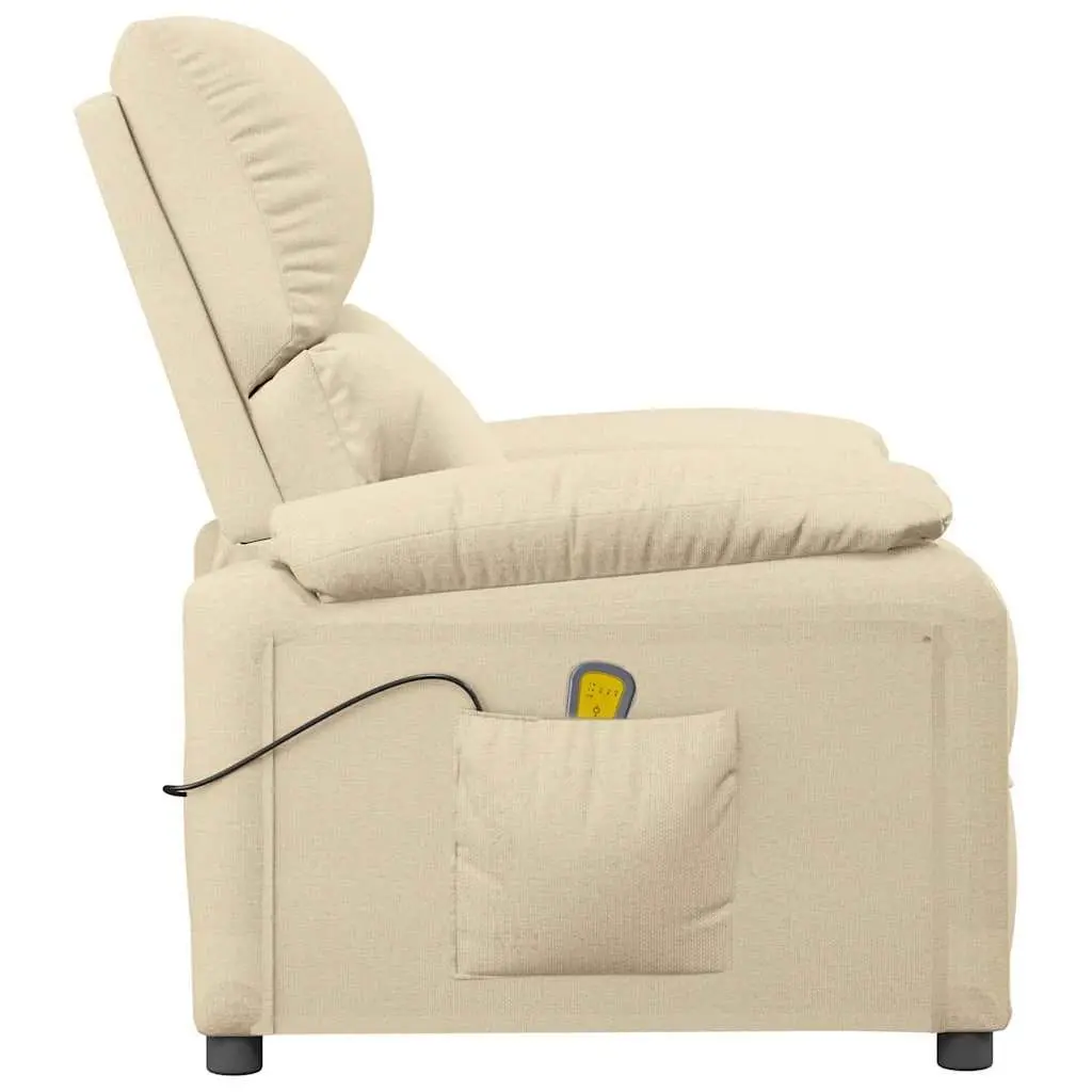 Cream Fabric Electric Massage Chair
