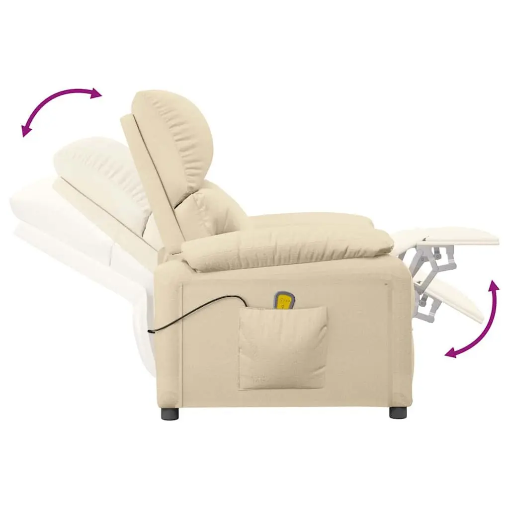 Cream Fabric Electric Massage Chair