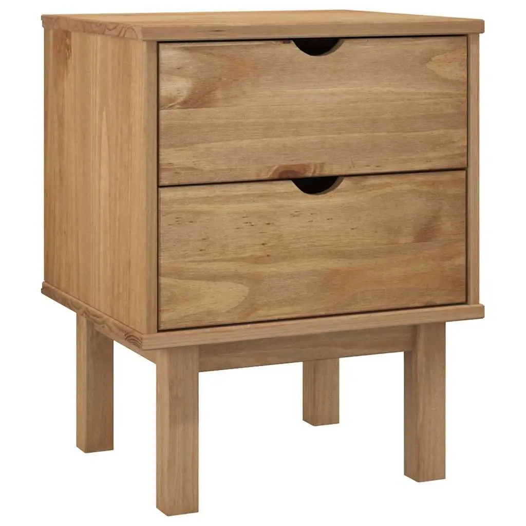 Solid Pine Wood Nightstand with Storage Drawers 45x39x57cm