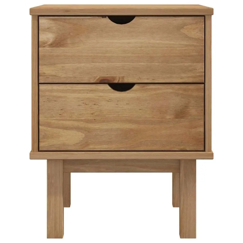Solid Pine Wood Nightstand with Storage Drawers 45x39x57cm