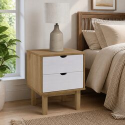 Scandinavian-Style Bedside Cabinet with Storage Drawers