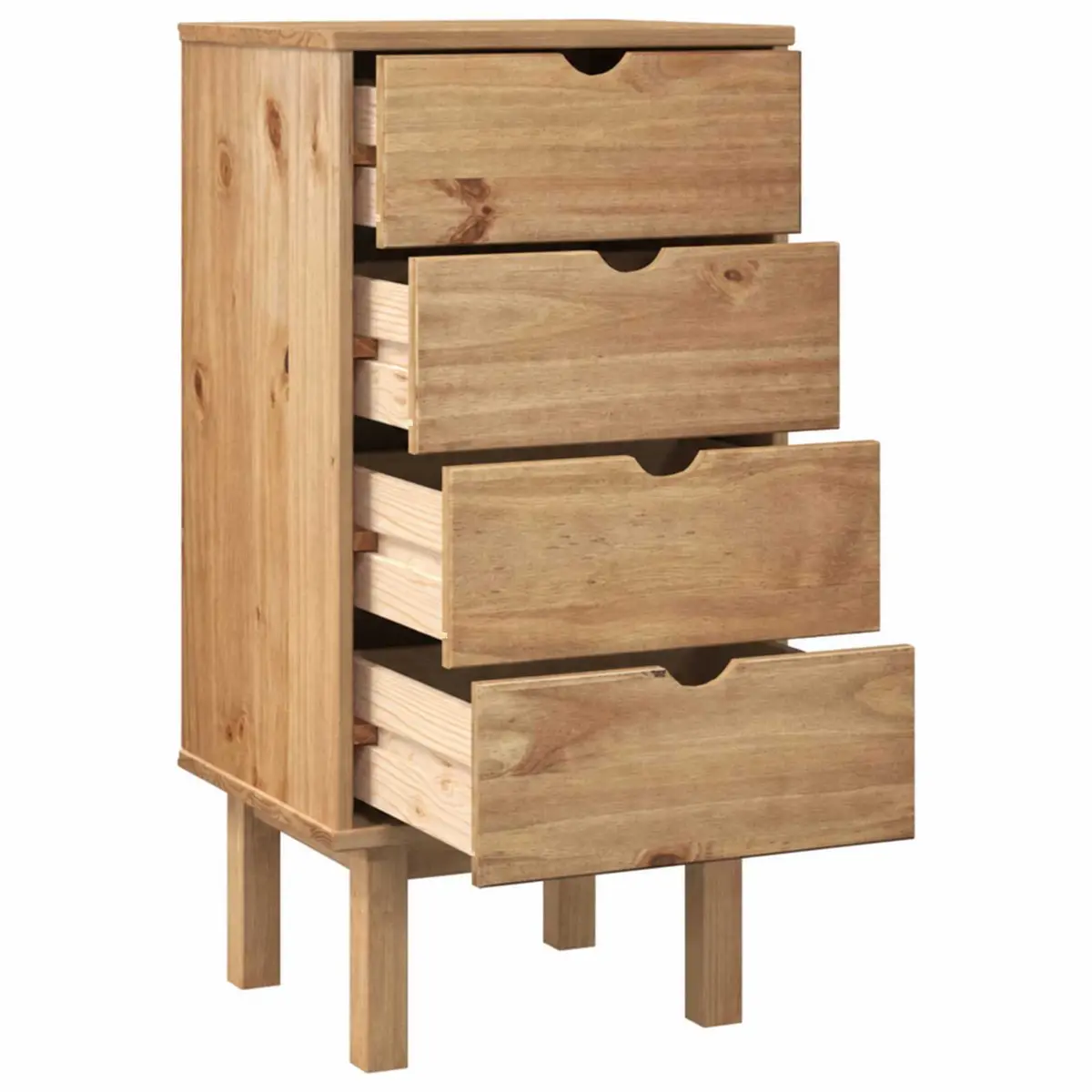 Drawer Cabinet 45x39x90cm Solid Pine Wood Chest of Drawers 4 Drawer Storage