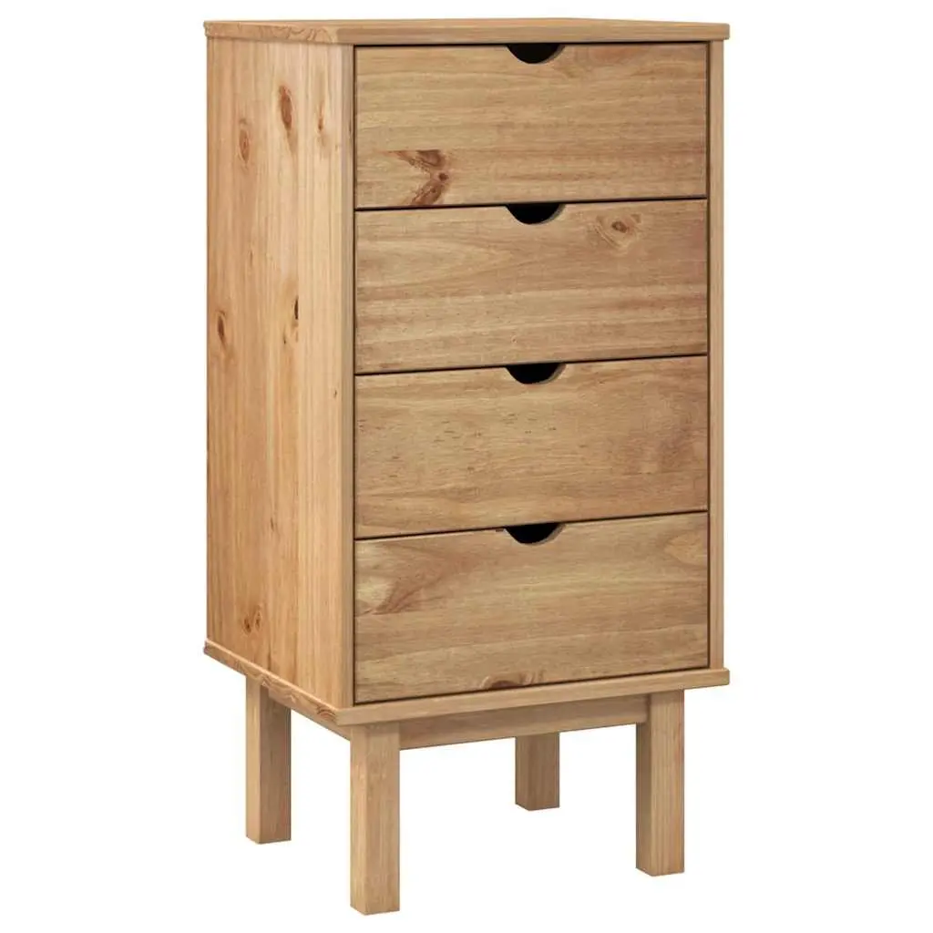 Drawer Cabinet 45x39x90cm Solid Pine Wood Chest of Drawers 4 Drawer Storage