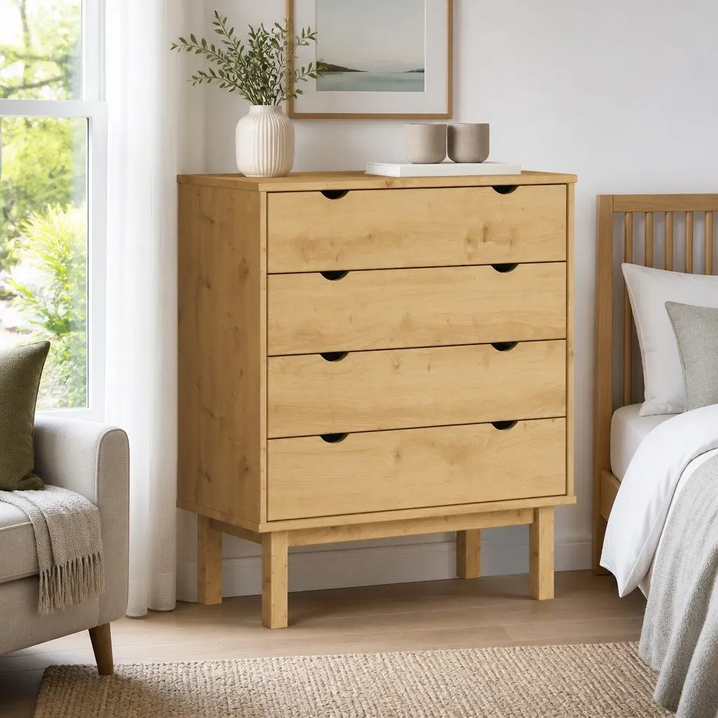Solid Pine Drawer Cabinet with 4 Spacious Drawers