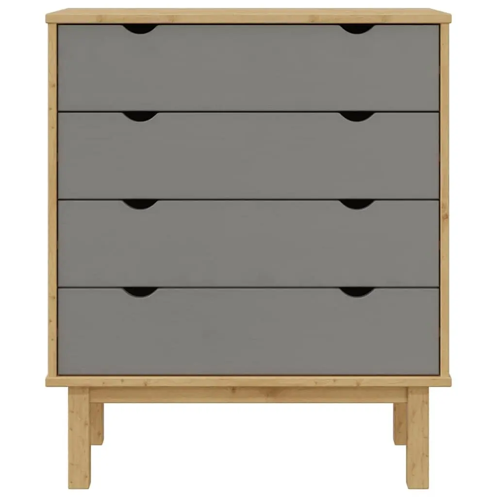 Drawer Cabinet Solid Pine Wood 76.5 x 39.5 x 90 cm Grey Scandinavian Storage