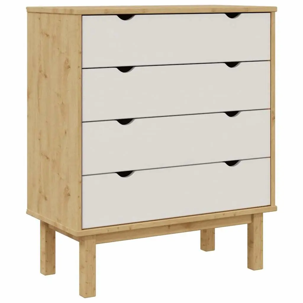 Drawer Cabinet Chest of Drawers Brown & White 76.5x39.5x90cm Solid Pine Wood
