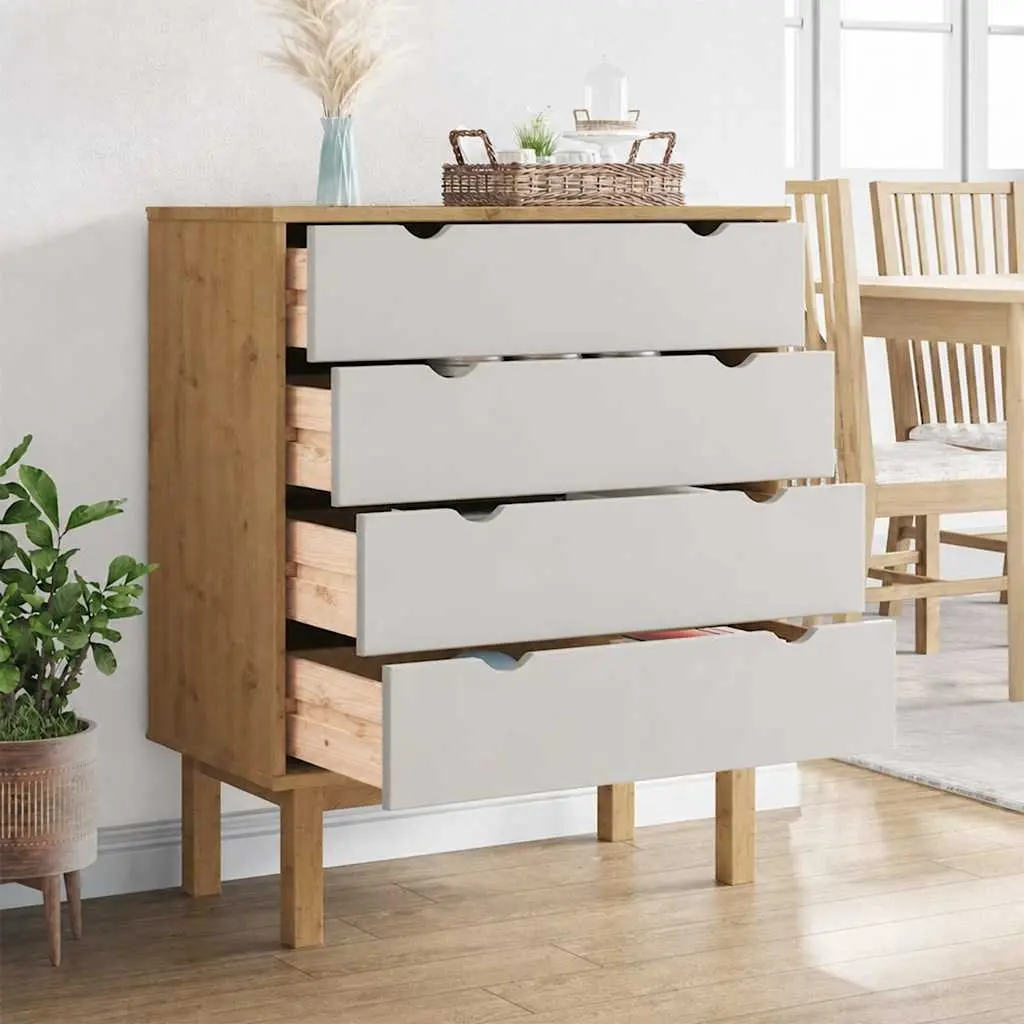 Drawer Cabinet Chest of Drawers Brown & White 76.5x39.5x90cm Solid Pine Wood