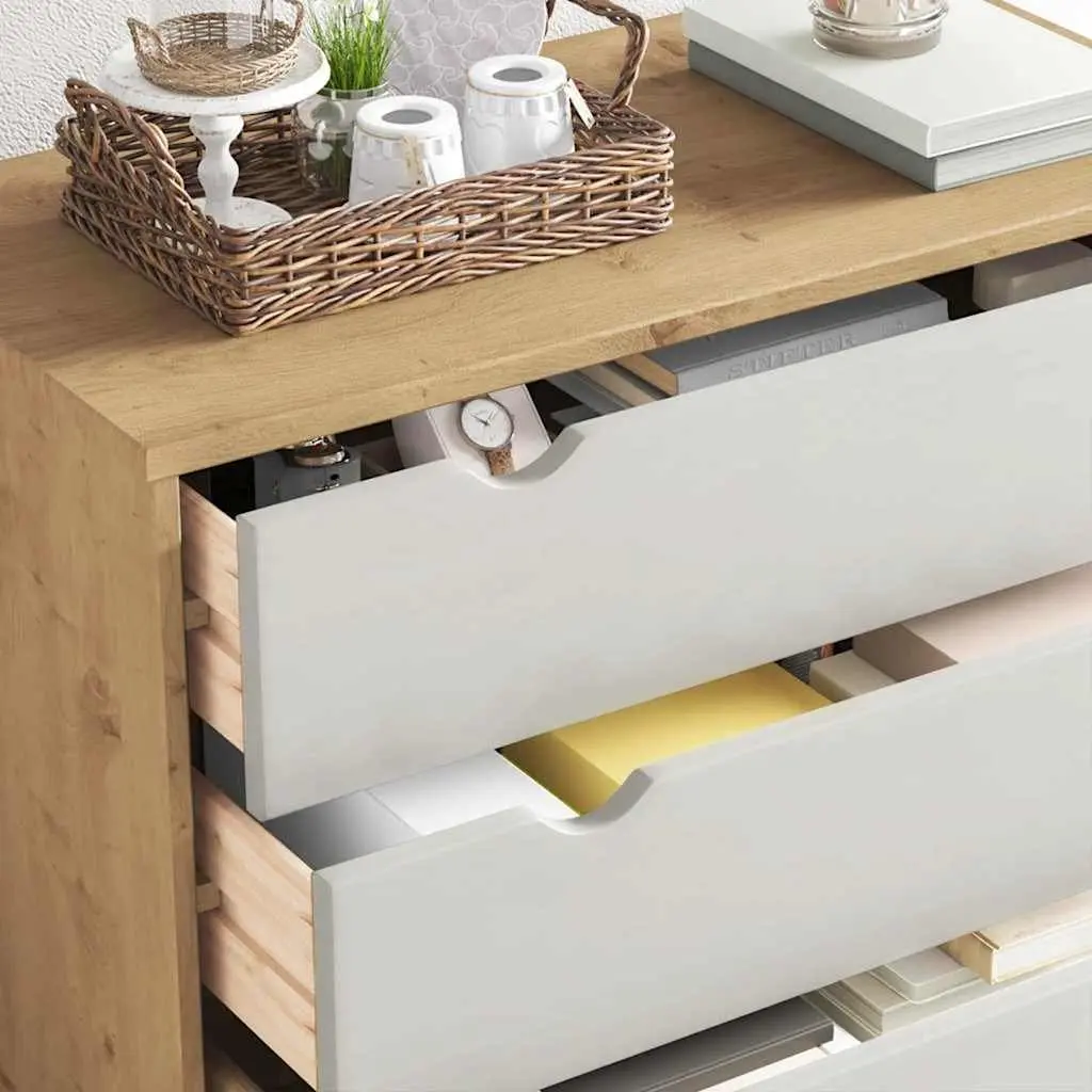 Drawer Cabinet Chest of Drawers Brown & White 76.5x39.5x90cm Solid Pine Wood