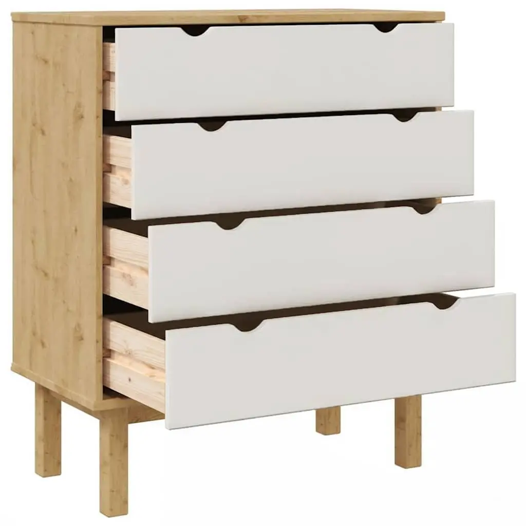 Drawer Cabinet Chest of Drawers Brown & White 76.5x39.5x90cm Solid Pine Wood