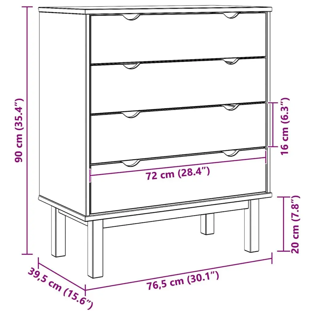 Drawer Cabinet Chest of Drawers Brown & White 76.5x39.5x90cm Solid Pine Wood