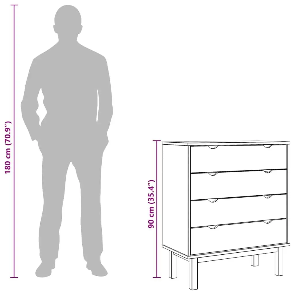 Drawer Cabinet Chest of Drawers Brown & White 76.5x39.5x90cm Solid Pine Wood
