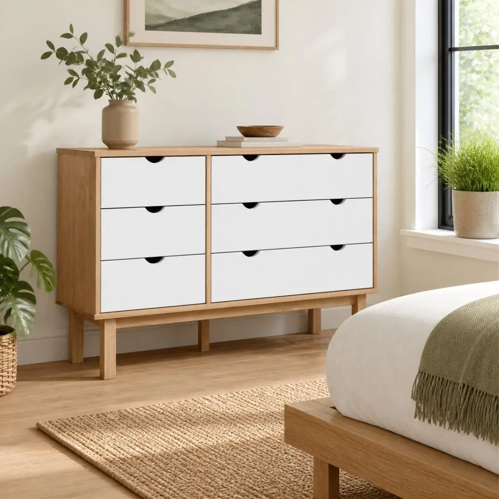 Scandinavian Style 6-Drawer Wooden Cabinet for Storage