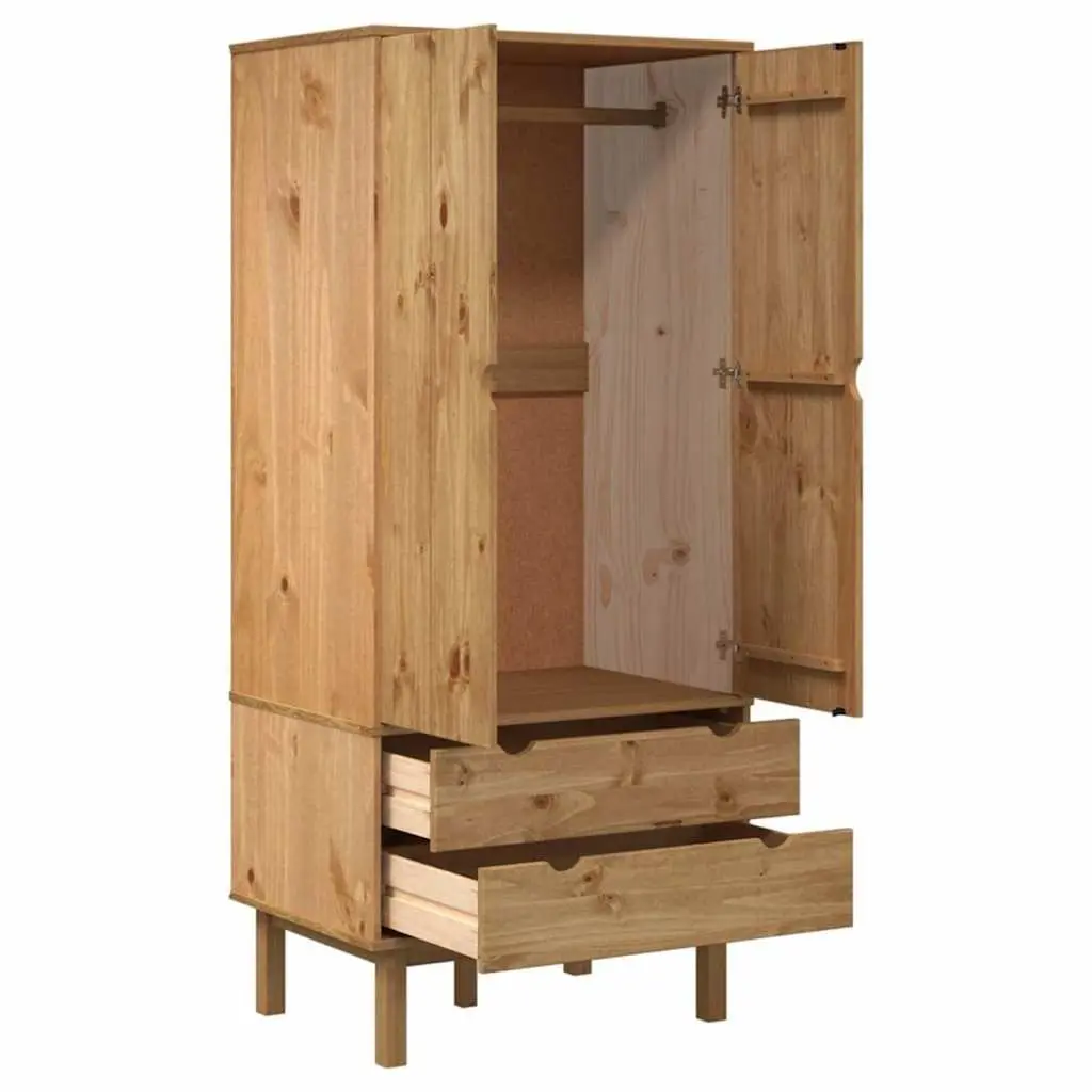 Wooden Wardrobe Storage Cabinet 76.5x53x172cm Solid Pine Scandinavian Design