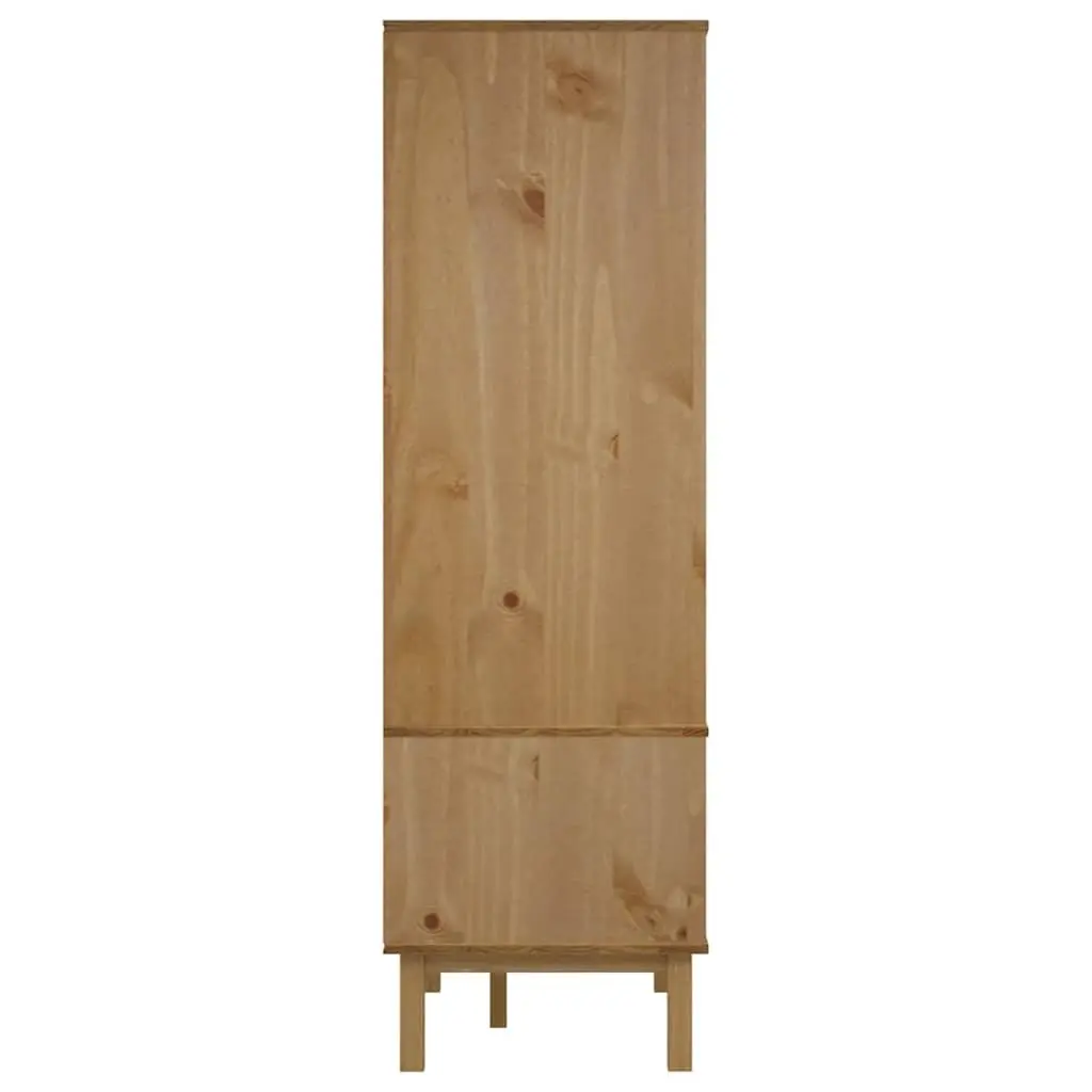 Wardrobe Solid Pine Wood 76.5x53x172 cm Brown and White 2 Drawers Storage Closet