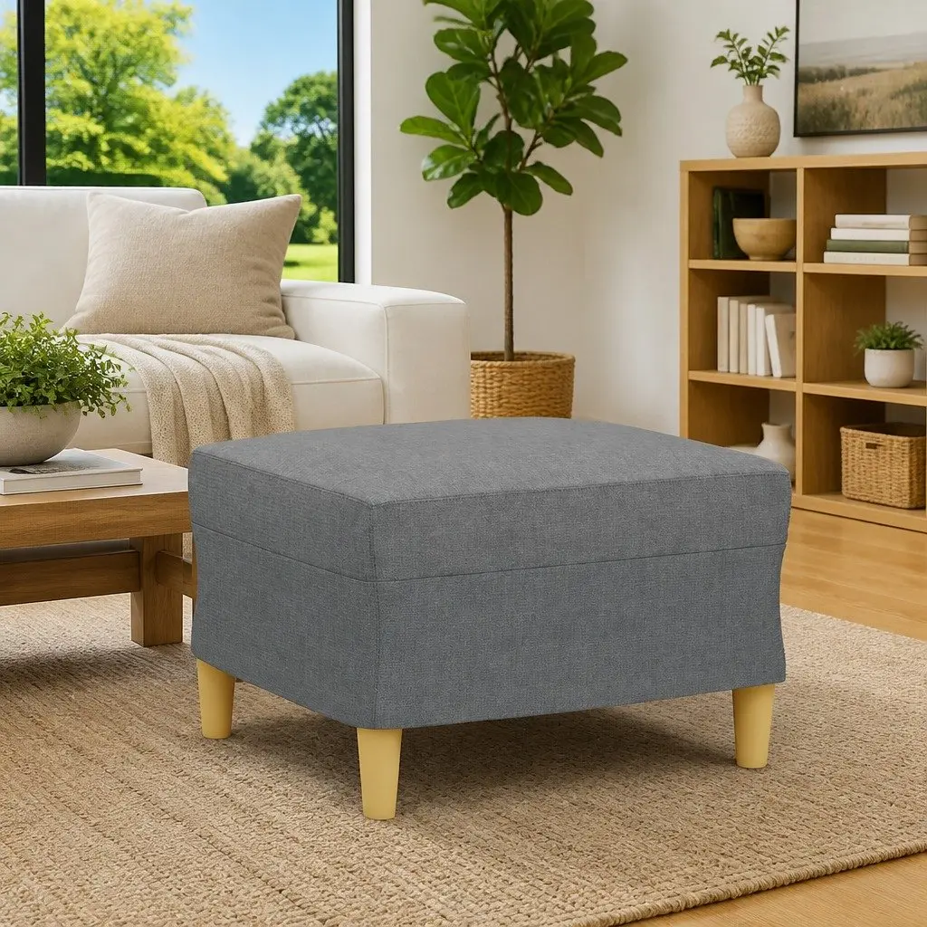 Dark Grey Footstool 60x50x41 cm Fabric Ottoman