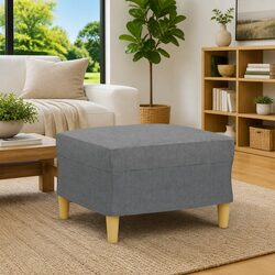 Dark Grey Footstool 60x50x41 cm Fabric Ottoman