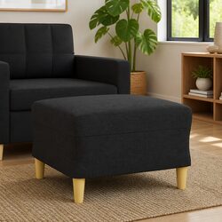 Black Fabric Ottoman Pouf for Living Room Comfort