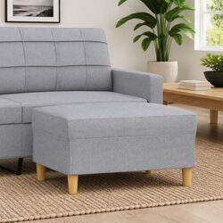 Light Grey Fabric Footstool 70x55x41cm Modern Ottoman