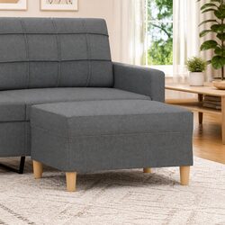 Durable Dark Grey Fabric Footstool Ottoman for Living Spaces