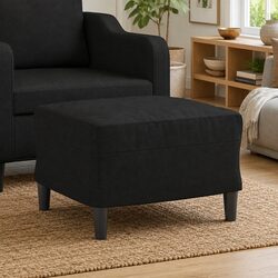 Compact Black Ottoman Footstool for Living Rooms 60x50cm