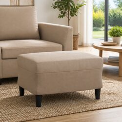Durable Brown Faux Leather Footstool for Modern Spaces