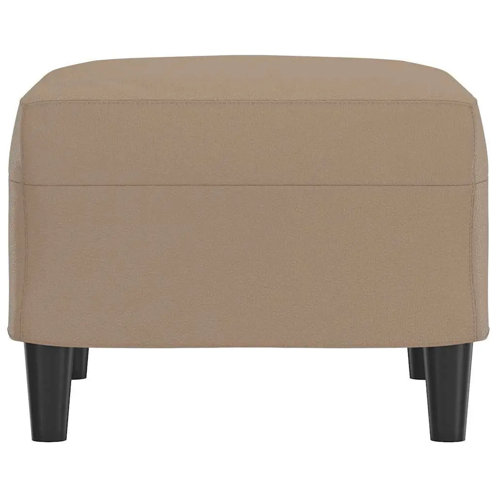 Footstool Brown Faux Leather Foot Rest Ottoman Lounge Furniture Compact Living