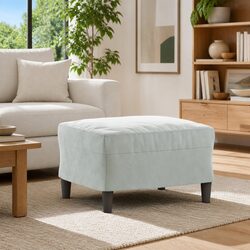 Compact Grey Velvet Footstool for Modern Interiors