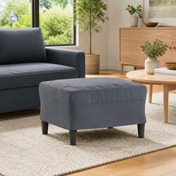 Sturdy Grey Velvet Footstool 60x50x41cm Ottoman